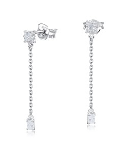 Rectangle Designed CZ Stone With Chain Drop Earring Stud STS-5543